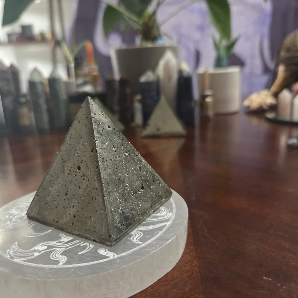 Iron Pyrite Druzy Pyramid #1 - Picture 5 of 12